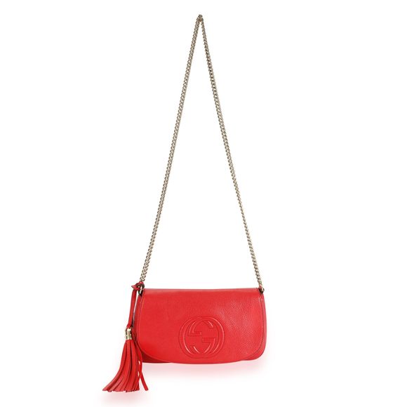 Gucci Red Pebbled Leather Medium Soho Chain Bag - Picture 4 of 9
